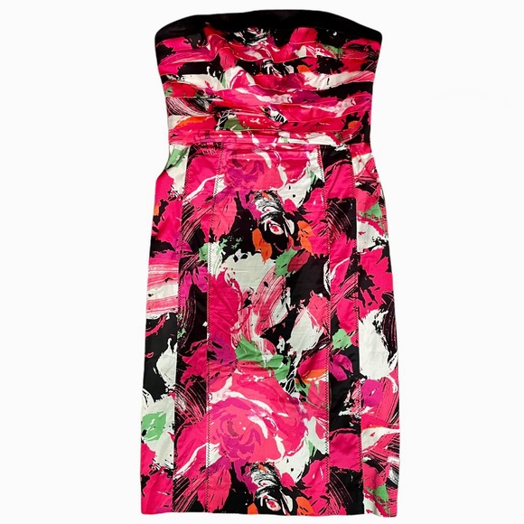 bebe Strapless Floral Dress sz Small - Picture 2 of 6